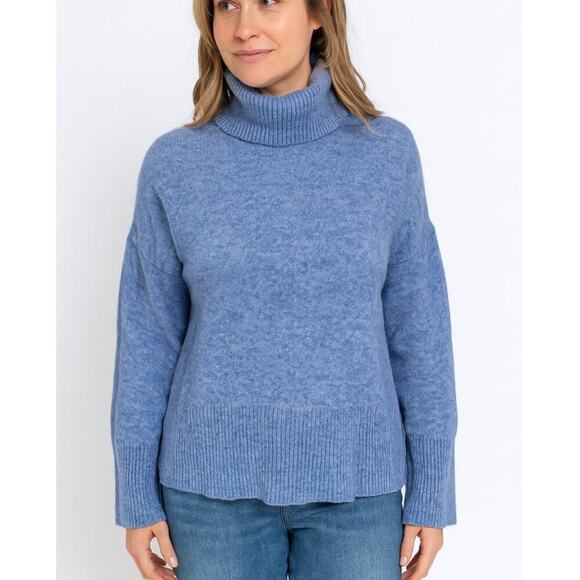 J. Crew sweater light blue turtleneck semi cropped Polyamide and merino wool SM - Picture 1 of 10